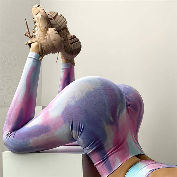 Fitness Sets High Rise Tummy Control Scrunch Legging Strap Workout Gym